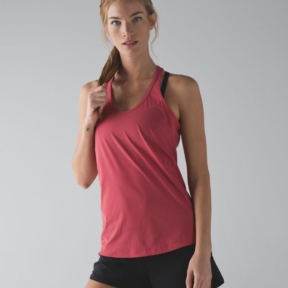Lululemon Cool Racerback Lace Fireside Red Laser Cut- Size 12